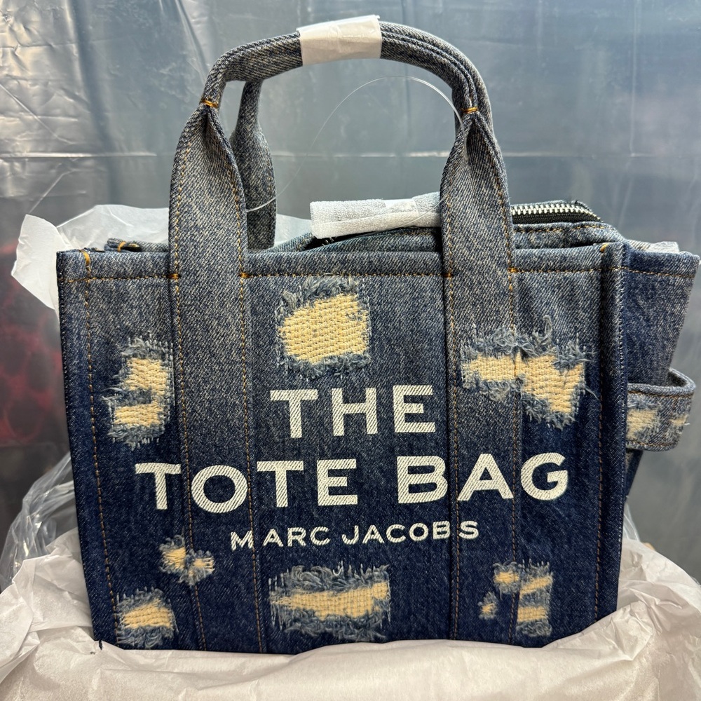 Marc Jacobs The Rip & Repair Denim Small Tote Bag - Punk Indigo - Picture 8 of 10